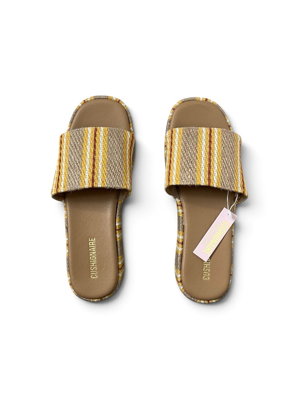 CUSHIONAIRE Women’sKudos Platform Sandals Natural Yellow Size 8 NEW IN BOX